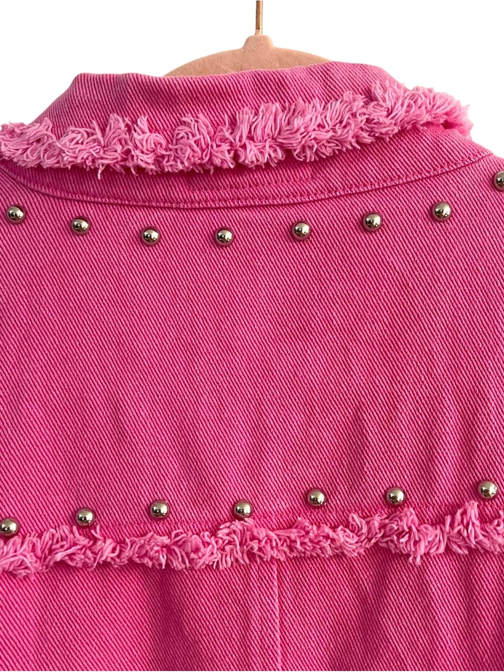 Umgee Denim Studded Barbie Pink Jacket - Picture 5 of 8